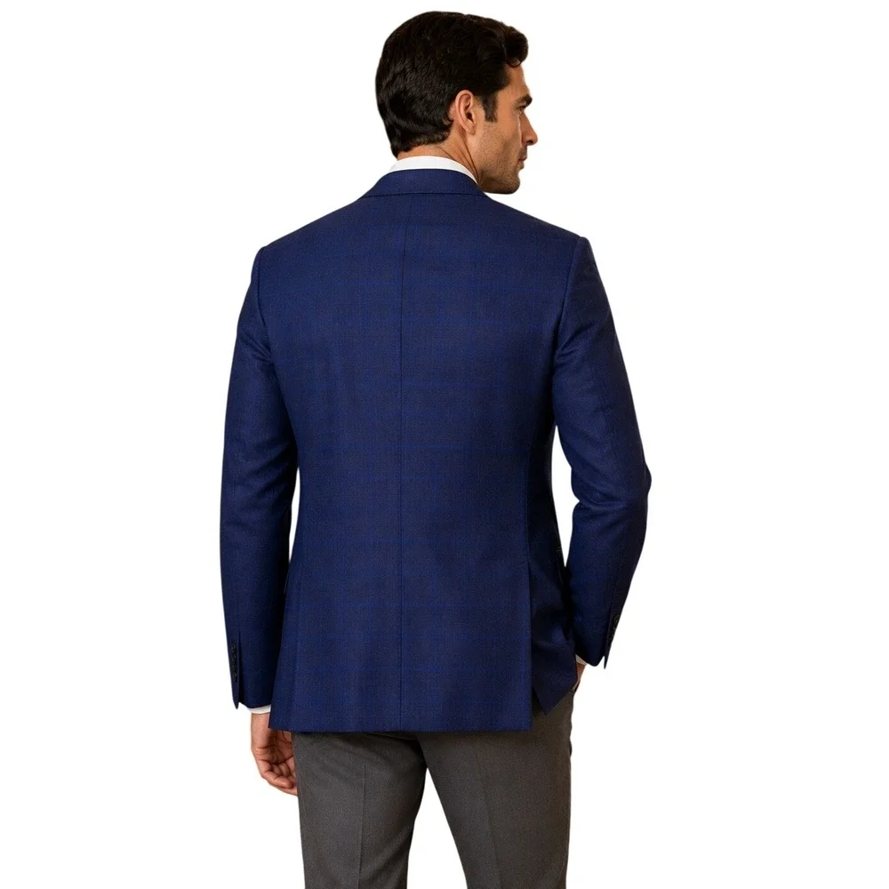 Lauren Ralph Lauren Blue Windowpane Wool Blend Sport Coat Blazer 40L NWT